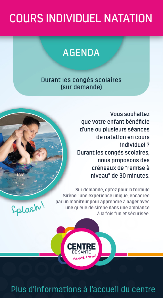 Flyers cours individuel de natation